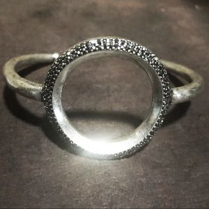 NWOT Lucky Brand Silver Pave Circle Cuff Bracelet